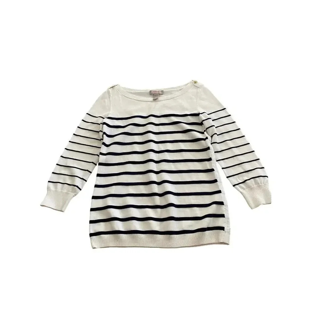 Banana Republic Women's Striped Long Sleeve Crew Neck Sailor Sweater Size S